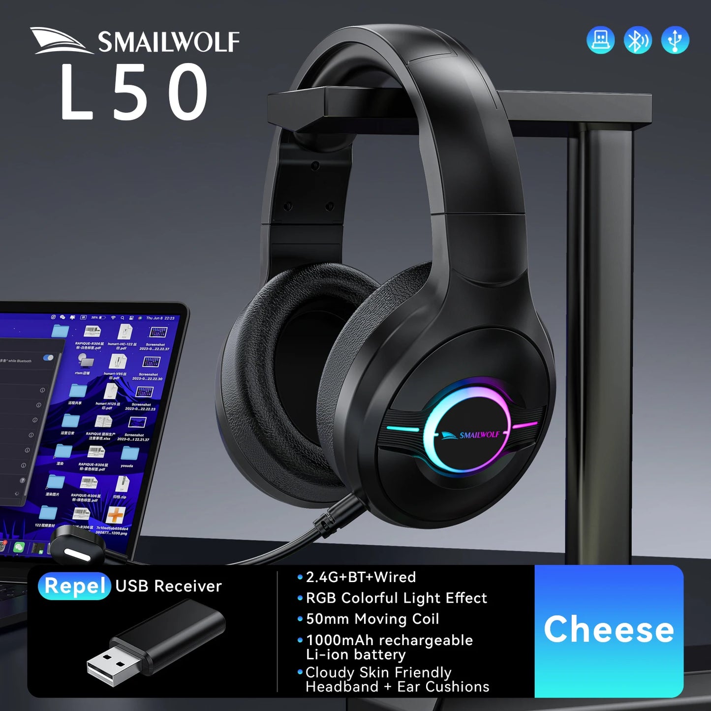 Casque SmailWolf L80 – sans fil Bluetooth