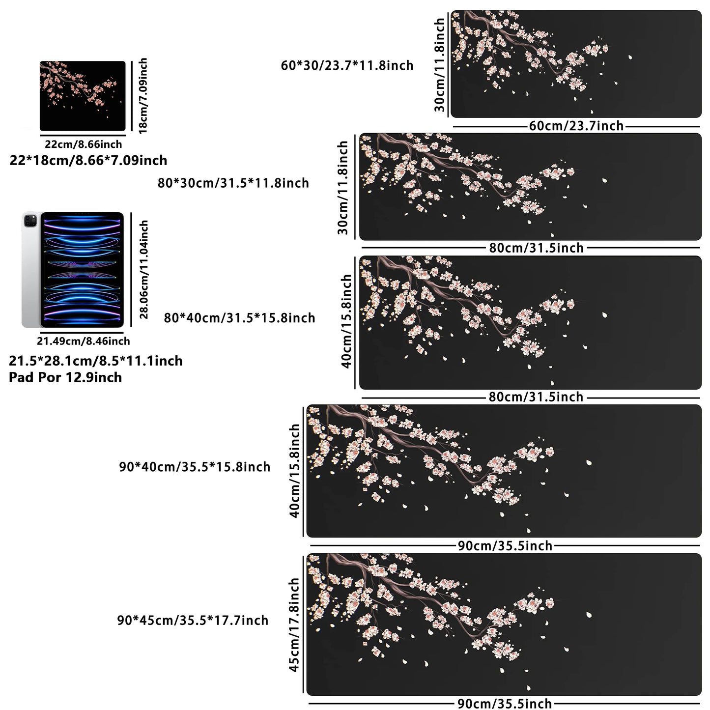 1 PC grand tapis de souris pour bureau